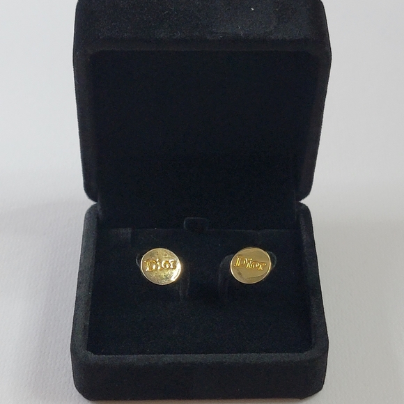 CHRISTIAN DIOR Gold Tone Pierce Earrings - Picture 3 of 7